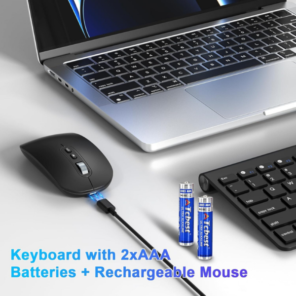 Bluetooth Keyboard Mouse Combo, Slim Portable - Image 2